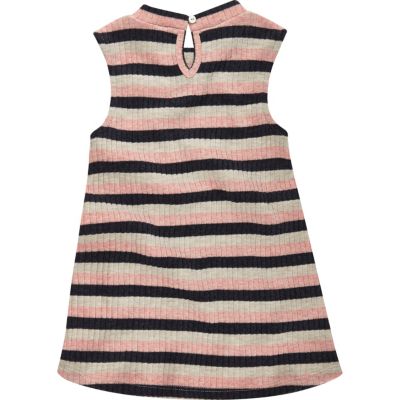 Mini girls pink stripe sleeveless dress